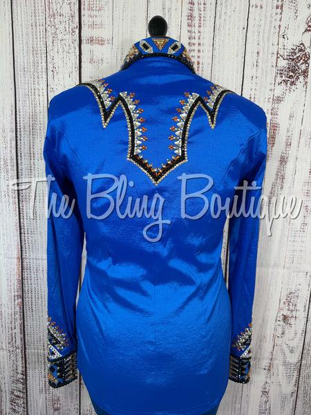 RE-ORDER Royal Blue, Black, White, Tan & Rust Day Shirt Set  (Choose Your Size)