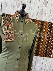 Olive Green Day Shirt Set (M)
