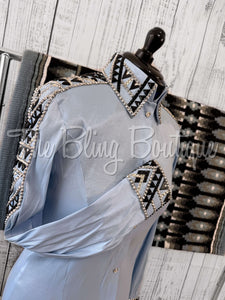 Powder Blue, Black & Grey Day Shirt Set (L)
