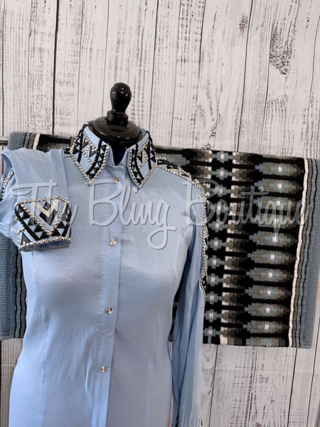 Powder Blue, Black & Grey Day Shirt Set (L)
