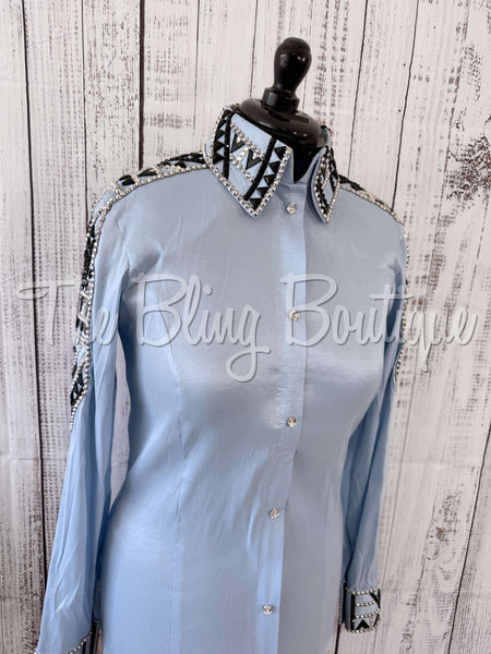 Powder Blue, Black & Grey Day Shirt Set (L)