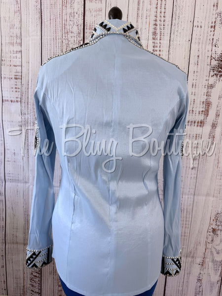 Powder Blue, Black & Grey Day Shirt Set (L)