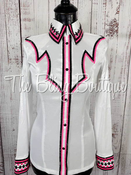 White, Hot Pink & Black Day Shirt Set (Small)
