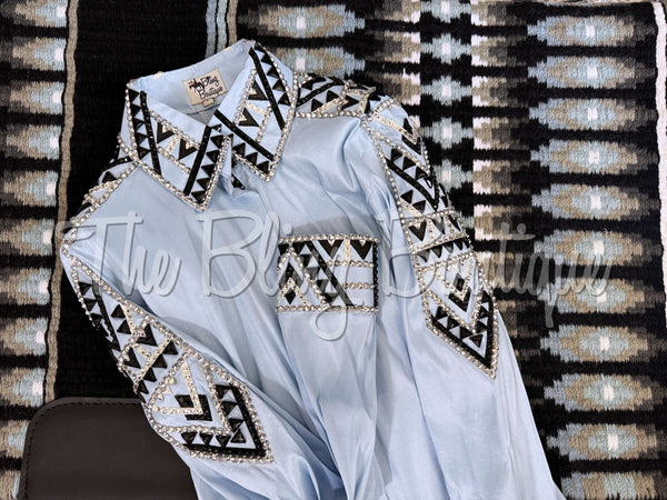 Powder Blue, Black & Grey Day Shirt Set (L)