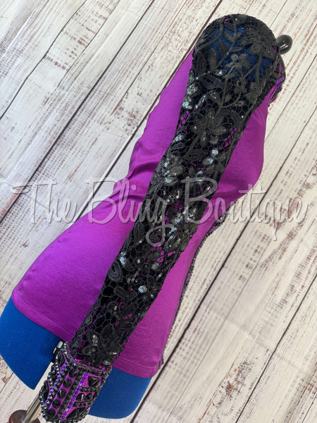 Grape & Black Day Shirt Set With Lace Sleeves (M)