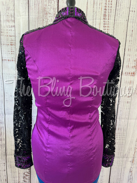 Grape & Black Day Shirt Set With Lace Sleeves (M)