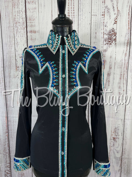 Black, Turquoise, Teal & White Day Shirt Set (Small)