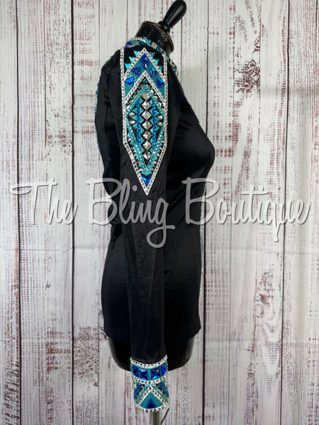 Black, Turquoise, Teal & White Day Shirt Set (Small)