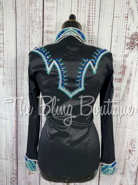 Black, Turquoise, Teal & White Day Shirt Set (Small)