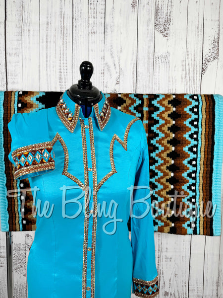 Turquoise, Copper & Tan Day Shirt Set (Large)