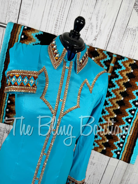 Turquoise, Copper & Tan Day Shirt Set (Large)