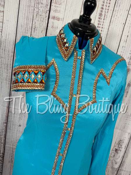 Turquoise, Copper & Tan Day Shirt Set (Large)
