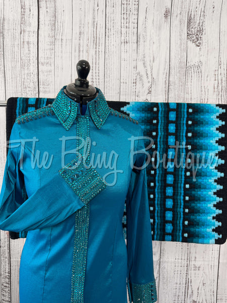 Shades Of Teal & Turquoise Day Shirt Set (L)