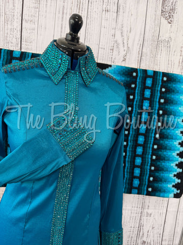 Shades Of Teal & Turquoise Day Shirt Set (L)