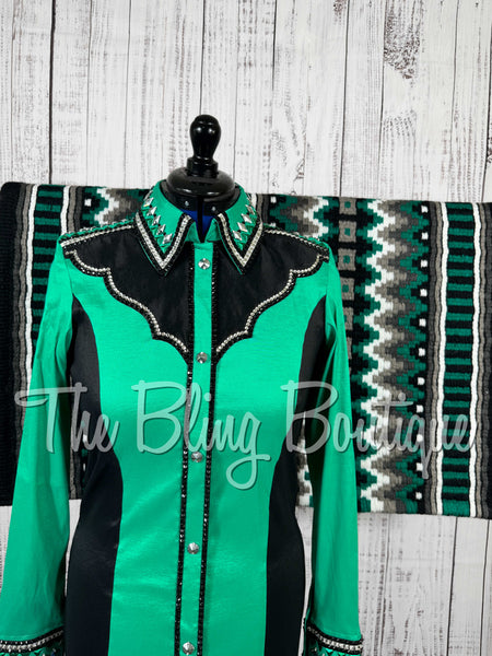 Kelly Green & Black Two-Tone Day Shirt Set (Large)
