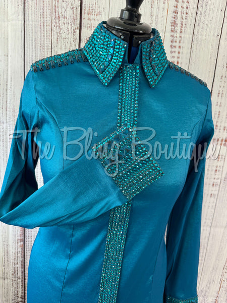Shades Of Teal & Turquoise Day Shirt Set (L)