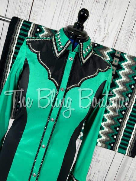 Kelly Green & Black Two-Tone Day Shirt Set (Large)
