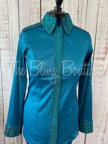 Shades Of Teal & Turquoise Day Shirt Set (L)