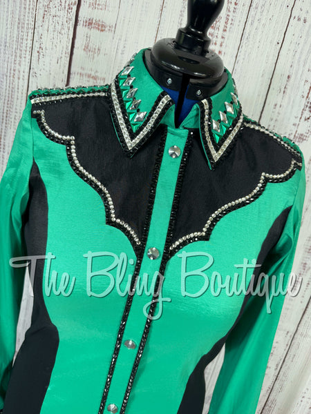 Kelly Green & Black Two-Tone Day Shirt Set (Large)