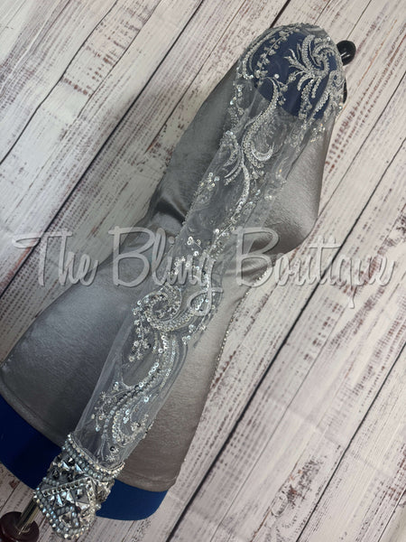 Grey Day Shirt Set With Beaded Lace Sleeves (M)