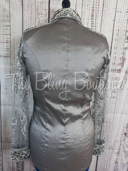 Grey Day Shirt Set With Beaded Lace Sleeves (M)