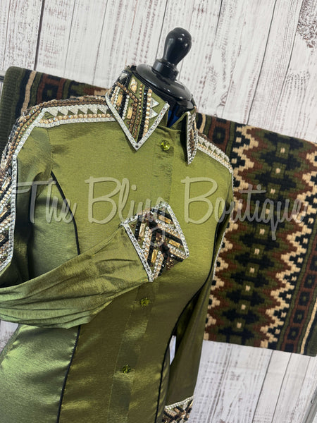 Olive Green, Brown, Tan & Black Day Shirt Set (M)