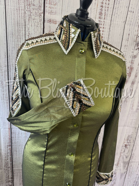 Olive Green, Brown, Tan & Black Day Shirt Set (M)
