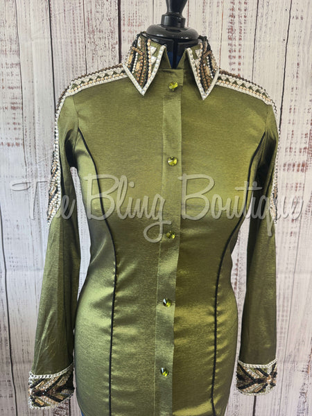 Olive Green, Brown, Tan & Black Day Shirt Set (M)