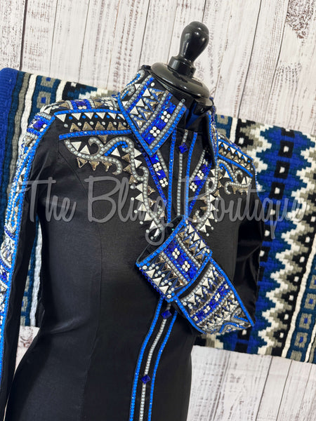 RE-ORDER Black, Royal Blue & Gunmetal Day Shirt Set (M)