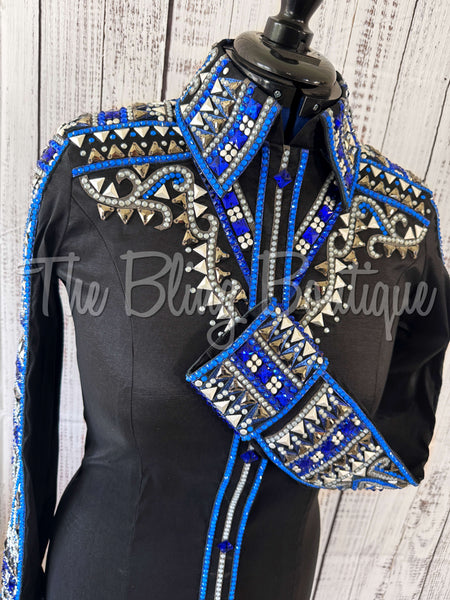 RE-ORDER Black, Royal Blue & Gunmetal Day Shirt Set (M)