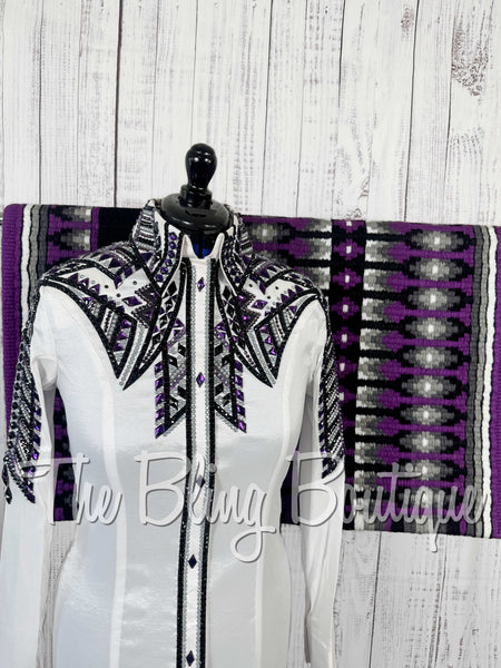 White, Purple, Grey & Black Day Shirt Set (Medium)