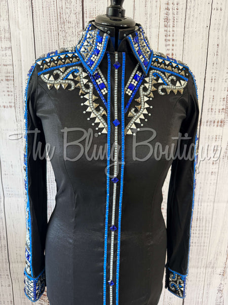 RE-ORDER Black, Royal Blue & Gunmetal Day Shirt Set (M)