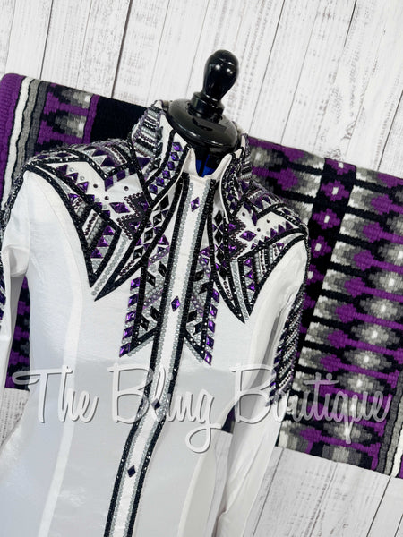 White, Purple, Grey & Black Day Shirt Set (Medium)