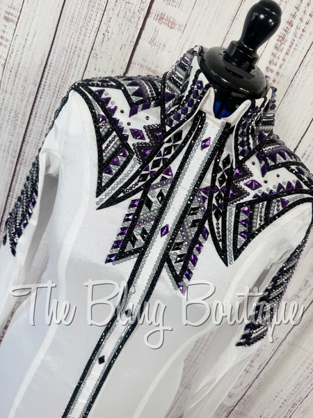 White, Purple, Grey & Black Day Shirt Set (Medium)