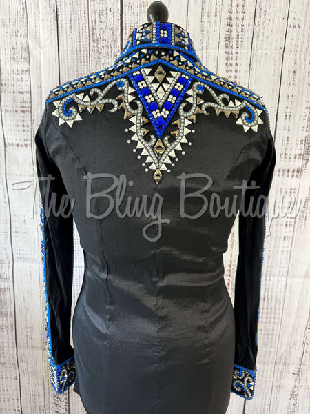 RE-ORDER Black, Royal Blue & Gunmetal Day Shirt Set (M)