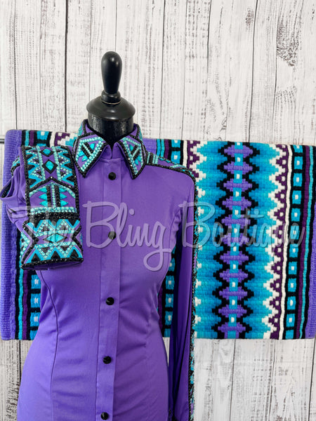 Light Purple & Turquoiuse Day Shirt Set (S)