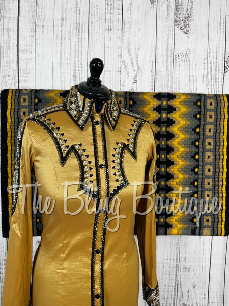 Gold, Gunmetal Grey & Black Day Shirt Set (Medium)