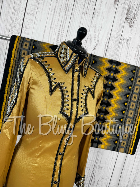 Gold, Gunmetal Grey & Black Day Shirt Set (Medium)