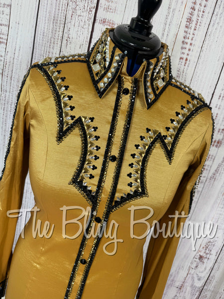 Gold, Gunmetal Grey & Black Day Shirt Set (Medium)