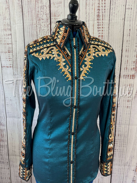 Ocean Teal, Rust & Tan Day Shirt Set (L)
