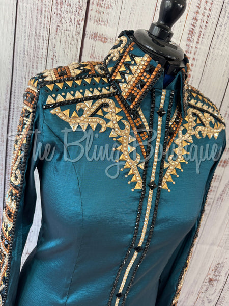 Ocean Teal, Rust & Tan Day Shirt Set (L)