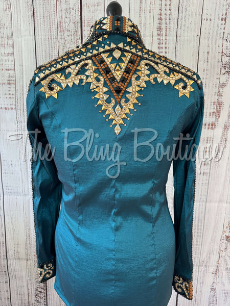 Ocean Teal, Rust & Tan Day Shirt Set (L)