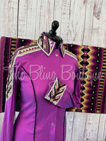 Berry, Tan, Brown & Black Day Shirt Set (M)