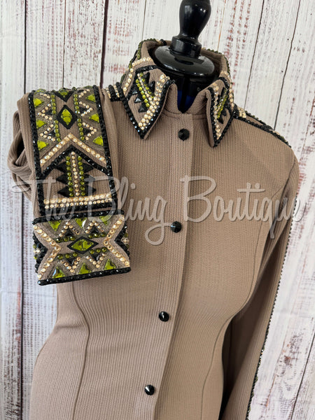 RE-ORDER Tan, Olive Green & Black Day Shirt Set (Choose Your Size)