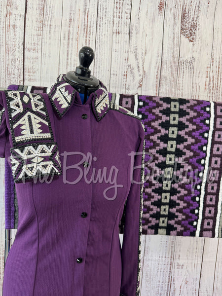 Plum, Silver & Black Day Shirt Set (M)