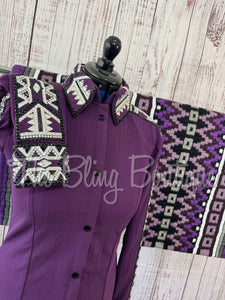 Plum, Silver & Black Day Shirt Set (M)