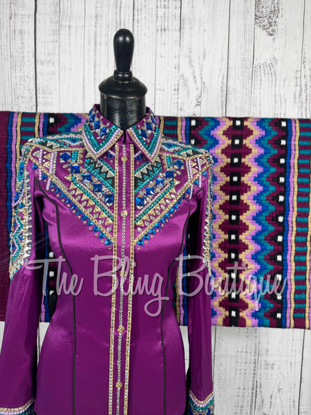 Grape, Teal, Berry, Black & Tan Day Shirt Set (XS/S)