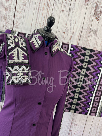 Plum, Silver & Black Day Shirt Set (M)