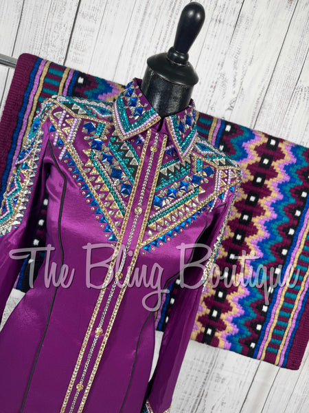 Grape, Teal, Berry, Black & Tan Day Shirt Set (XS/S)