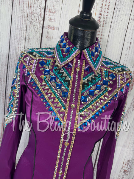 Grape, Teal, Berry, Black & Tan Day Shirt Set (XS/S)